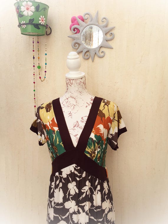 vintage maxi dress - floral 70s long dress - flar… - image 3