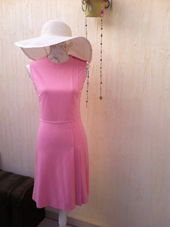 Vintage dress-60s dress-pink vintage dress-vintage