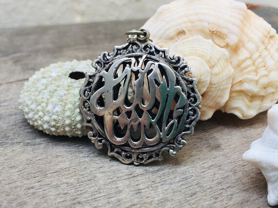 Vintage allah silver pendant-vintage allah charm-v