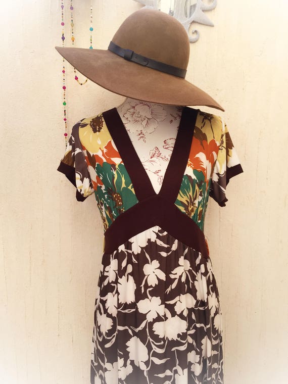 vintage maxi dress - floral 70s long dress - flar… - image 6