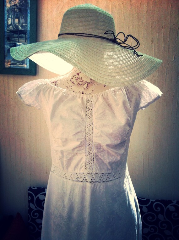 Vintage white maxi dress-vintage boho long dress-w