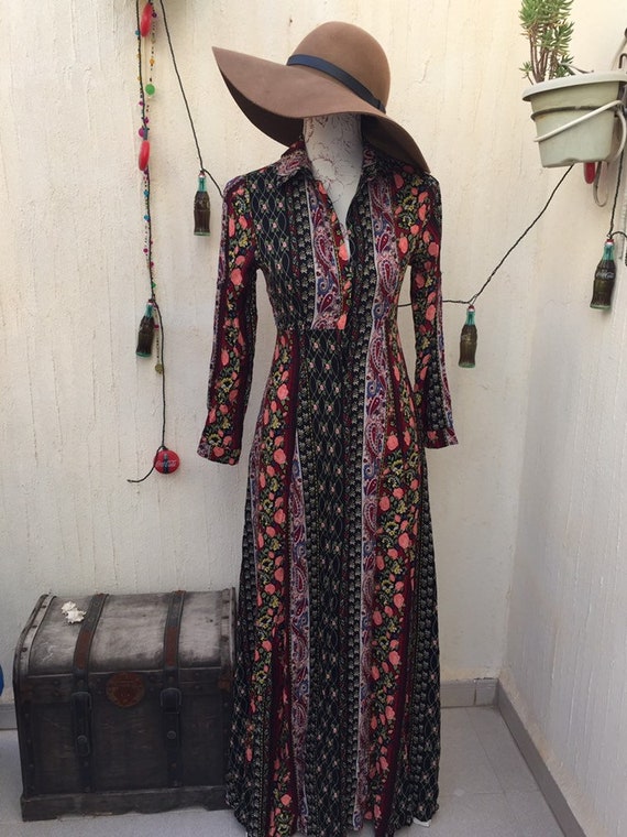 Vintage dress-vintage retro-vintage long dress-vin