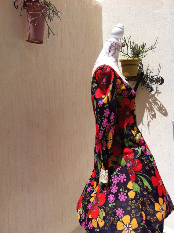 Vintage dress-retro dress-boho dress-70s party dre