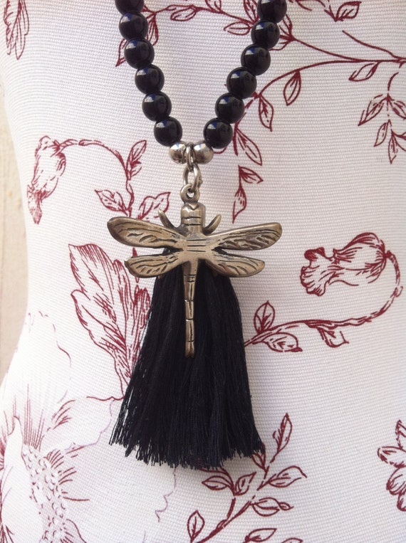 Vintage dragonfly necklace-boho pendant-boho neck… - image 5