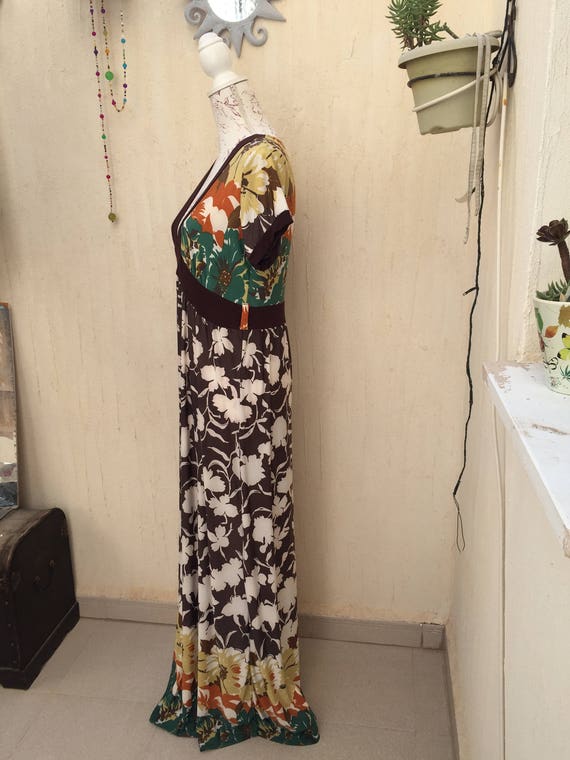 vintage maxi dress - floral 70s long dress - flar… - image 7