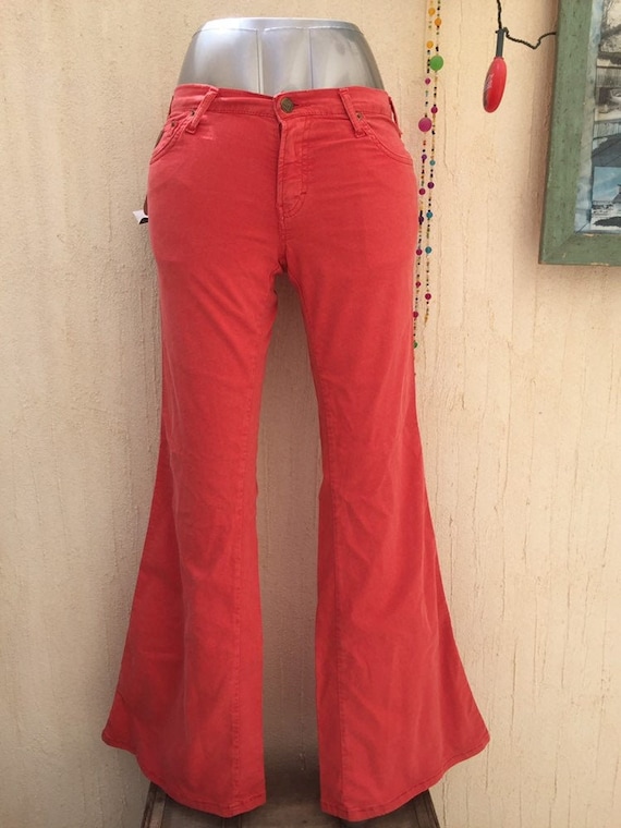 red bell bottoms jeans