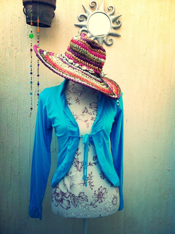 Vintage short jacket-vintage blue jacket-cotton jacket-vintage sundress-vintage beach cover-beach party-Hippie-surf-beach-boho-cotton-yacth