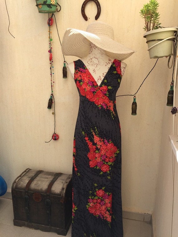 Vintage dress-vintage retro-vintage long dress-70s