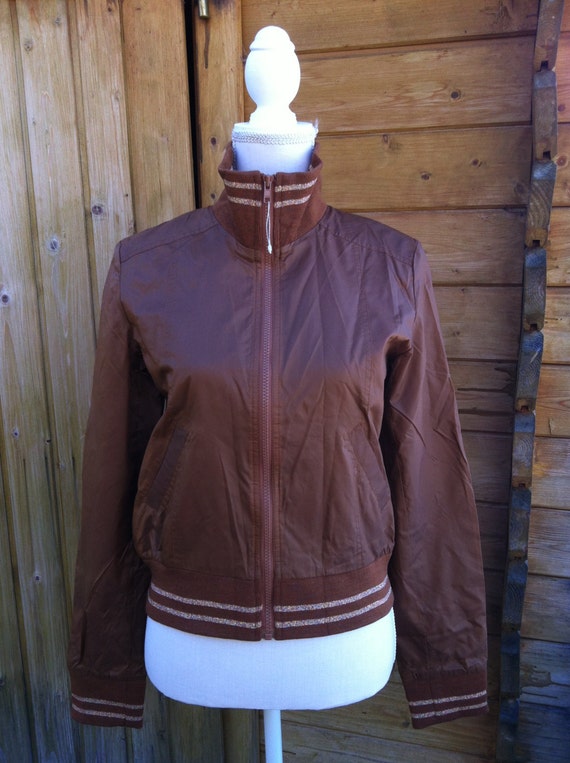 Vintage brown jacket-bomber style jacket-retro ja… - image 1