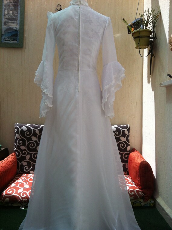 Vintage boho wedding dress-Vintage 70s White Wedd… - image 3