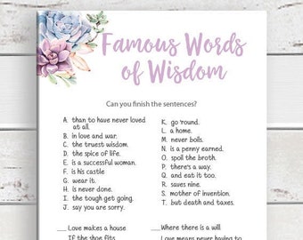 Words Of Wisdom Game Etsy