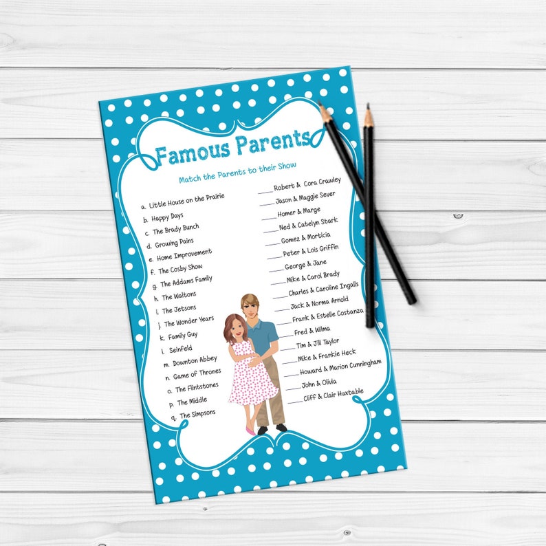 Famous Parents Baby Shower Games Celebrity Baby Game Baby Etsy Famous Parents Baby Shower Games Celebrity Baby Game Baby Etsy