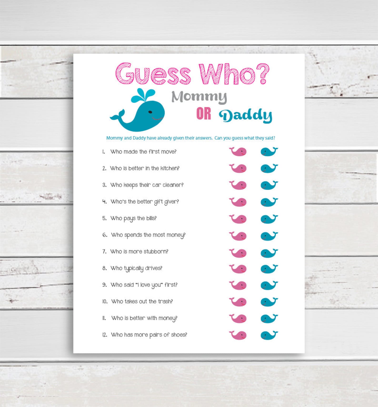 Guess Who Baby Shower Game Gender Neutral Baby Shower Game | Etsy