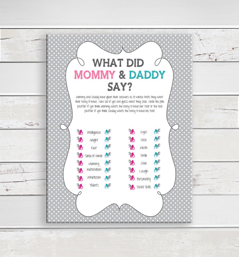 Gray What did Mommy and Daddy Say Baby Shower Game Train Etsy