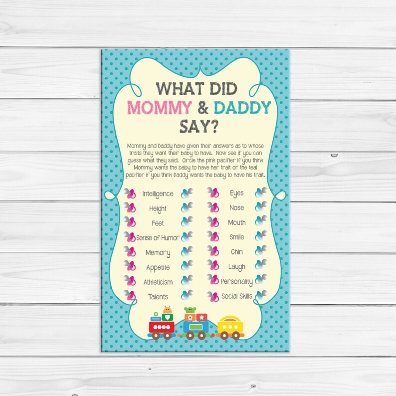 Baby Shower Game What Did Mommy And Daddy Say Pink Pacifier Etsy Baby Shower Game What Did Mommy And Daddy Say Pink Pacifier Etsy