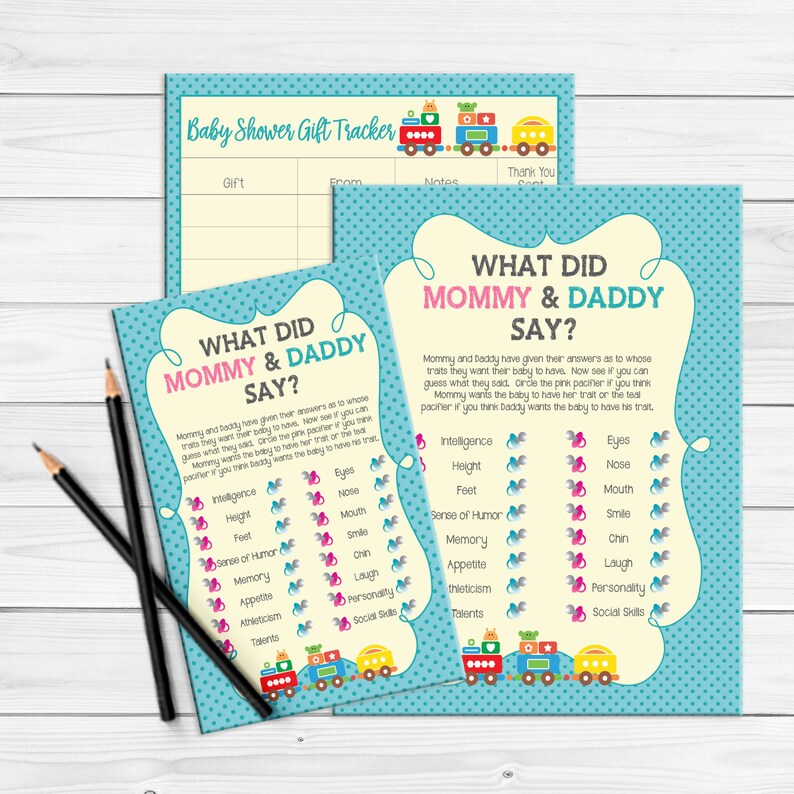 Baby Shower Game / What did Mommy and Daddy Say / Train Shower Etsy