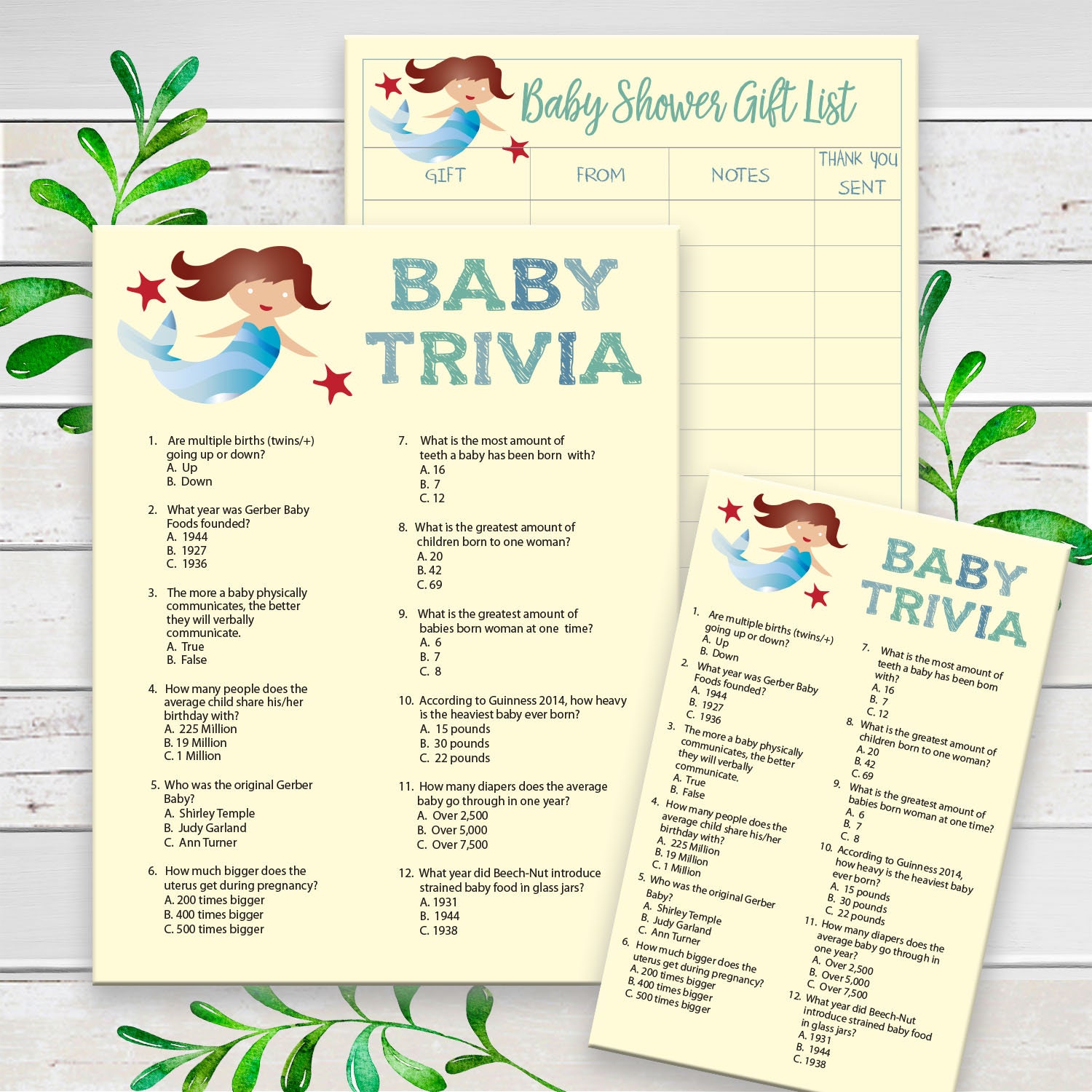 Baby Trivia Baby Shower Game Gender Neutral Baby Shower Etsy