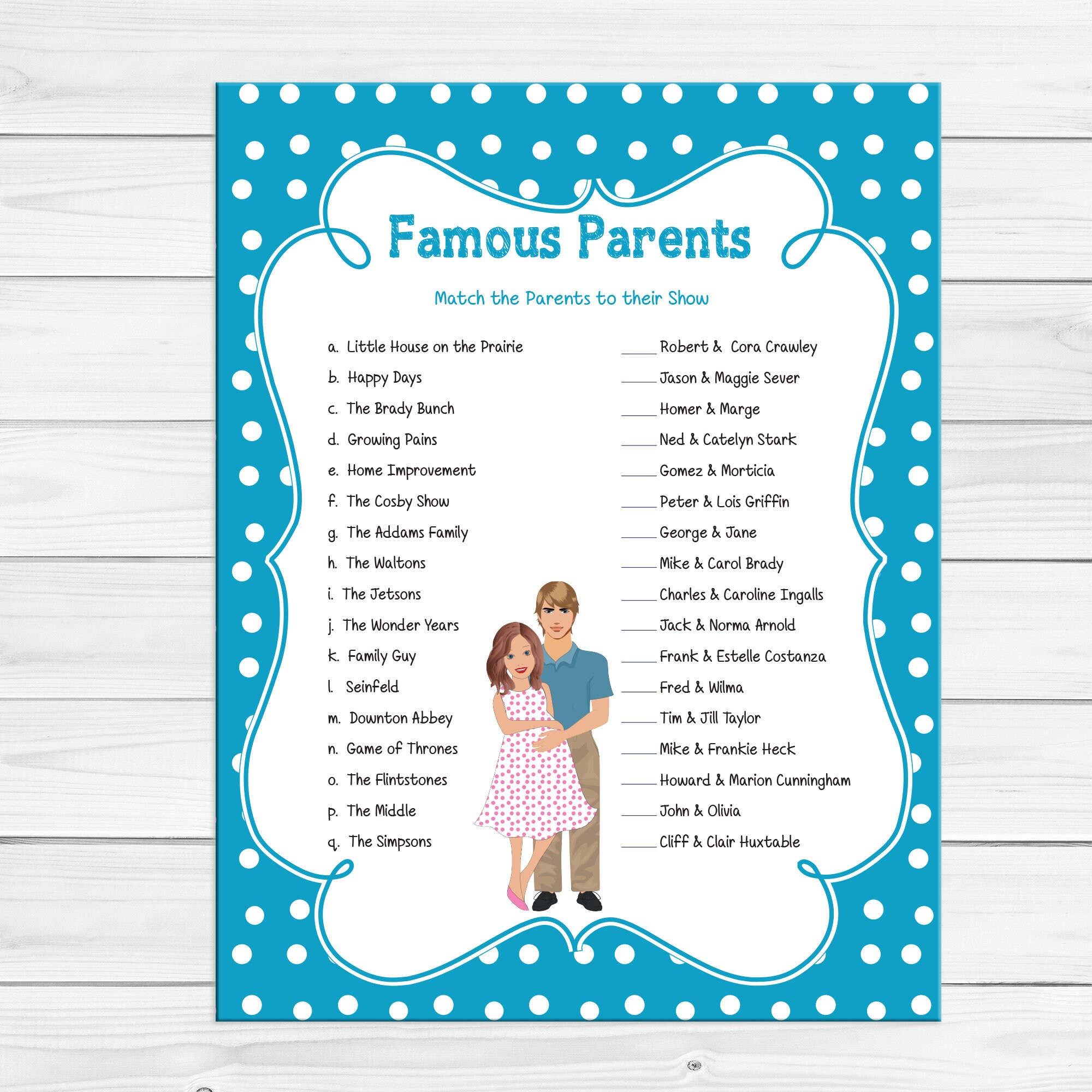 Famous Parents Baby Shower Games Celebrity Baby Game Baby Etsy Canada
