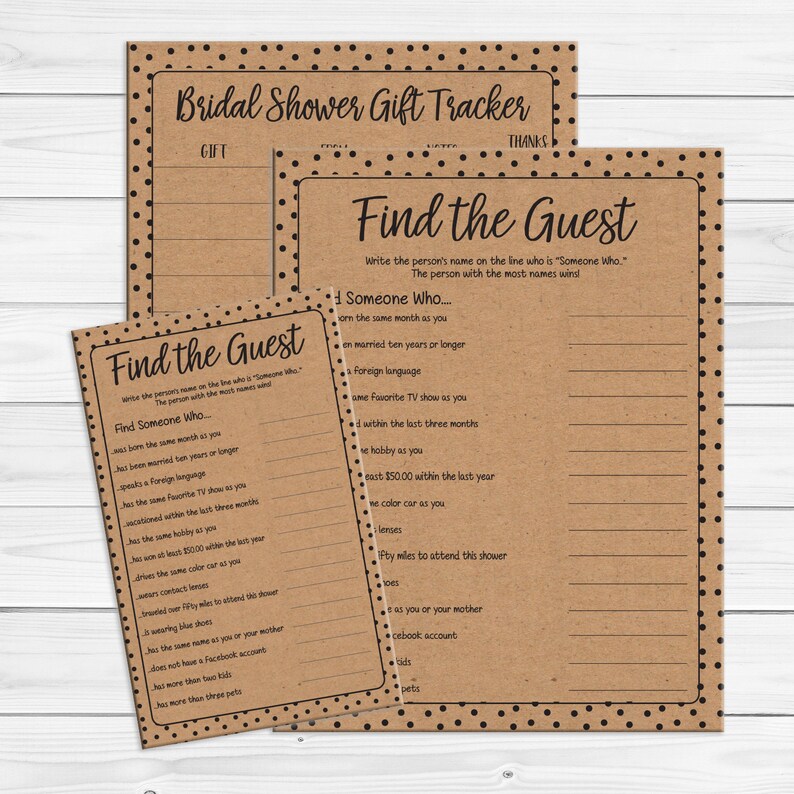 Find the Guest Bridal Shower Game Find the Guest Game Etsy