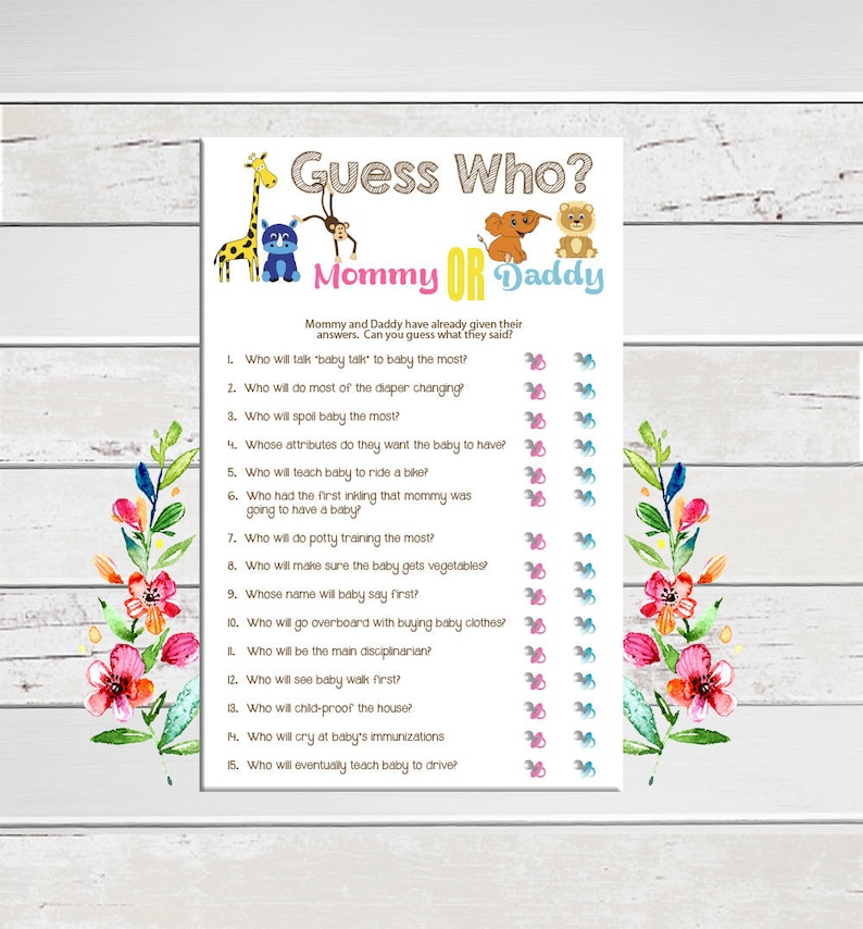 Guess Who Game Baby Shower Game Safari Theme Guess Who Said Etsy Guess Who Game Baby Shower Game Safari Theme Guess Who Said Etsy