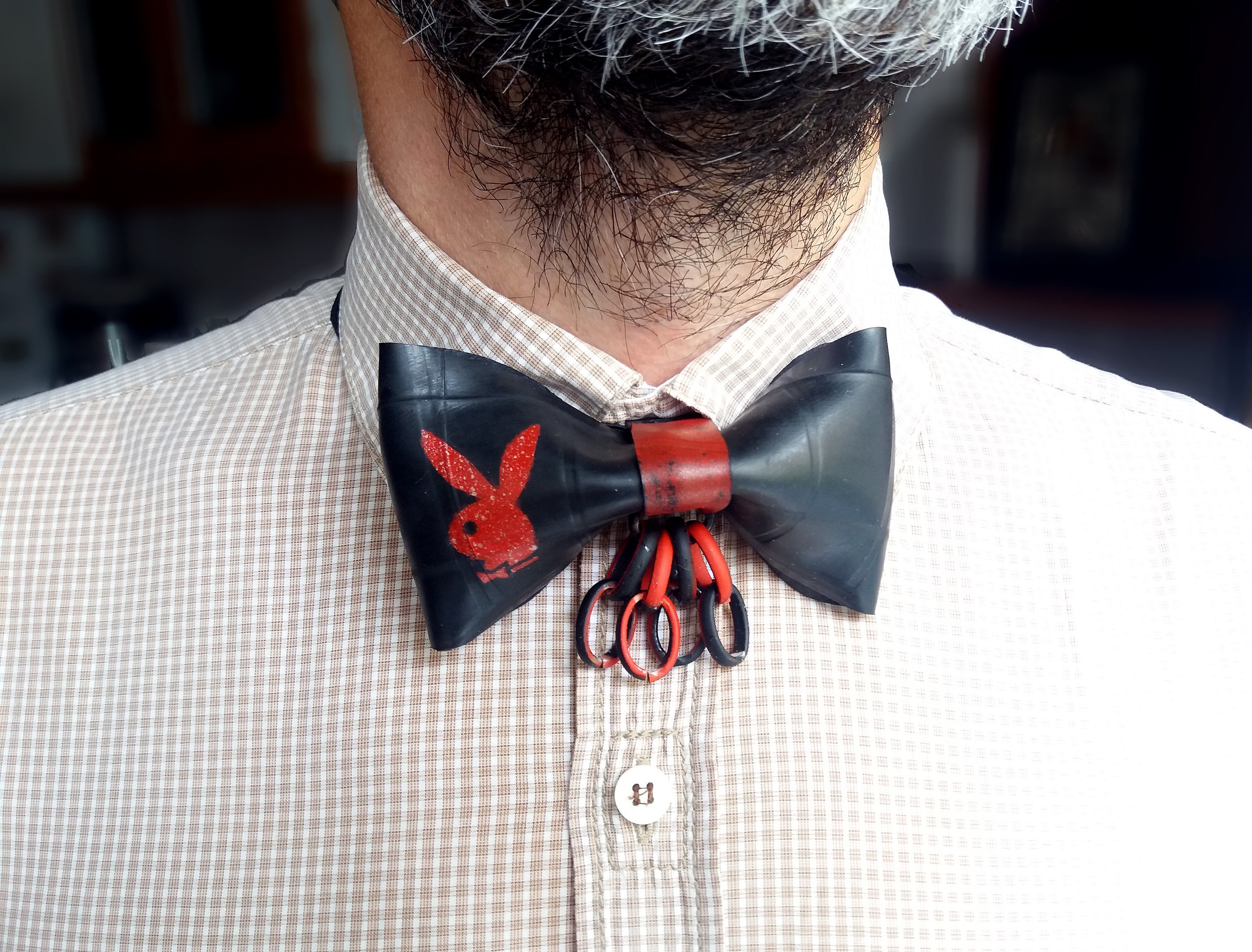 Playboy inner tube black and red bow tie sexy bow tie fetish | Etsy