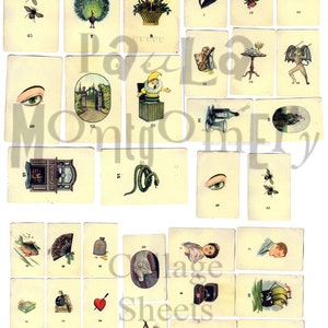 Vintage Fortune picturale dire feuille de Collage pour le téléchargement numérique cartes