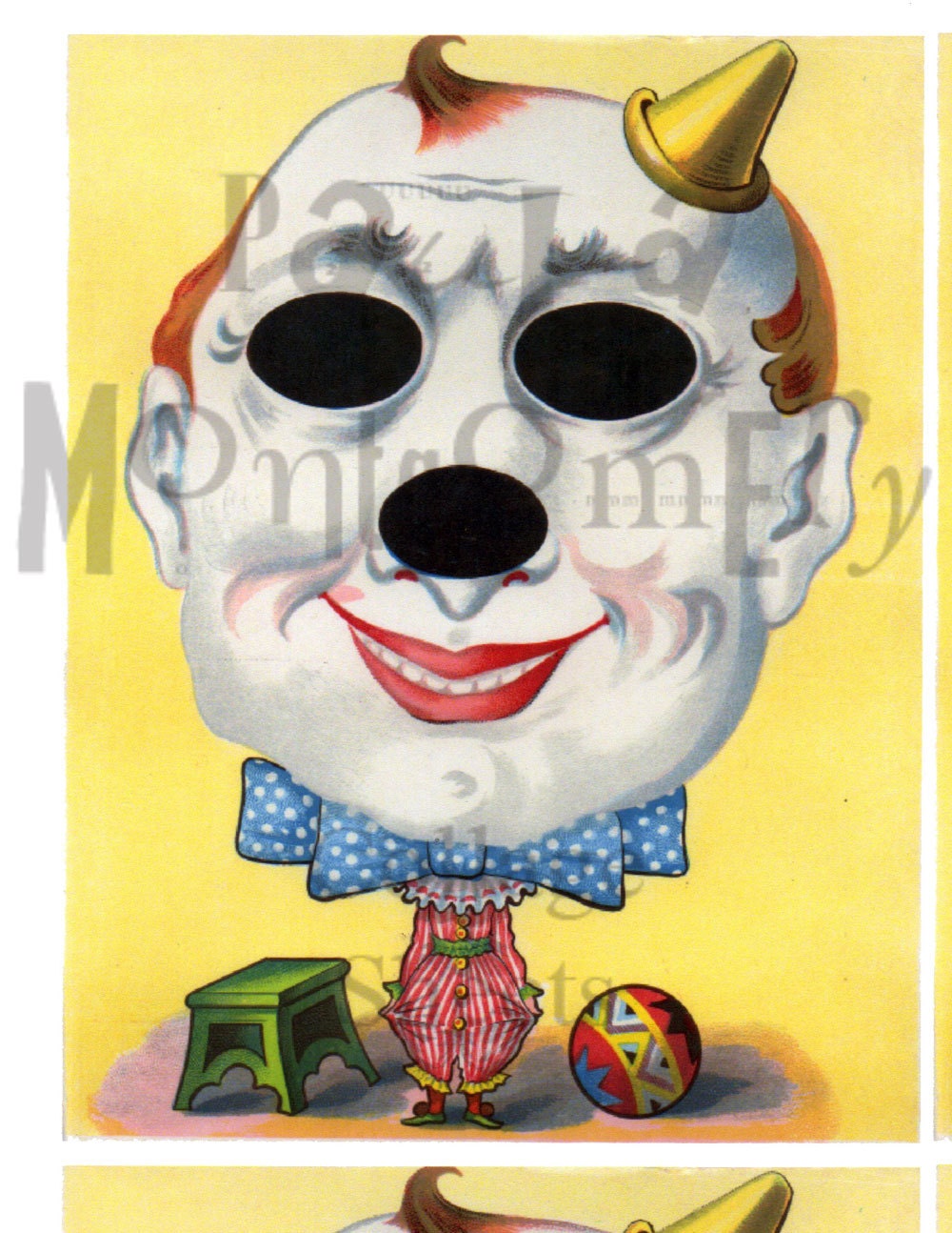 Pinheaded Clown Big Headed Clown French Game Digital Download Collage Sheet - Etsy