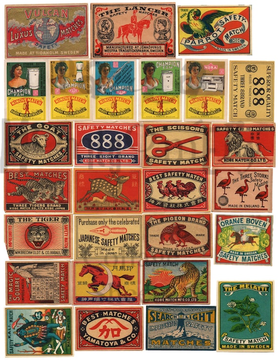 Vintage Matchbox Labels Number 2 Digital Download Collage Sheet - Etsy