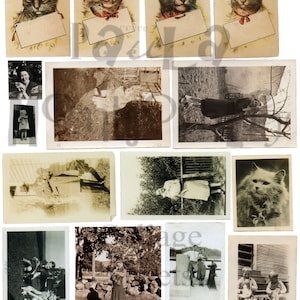 Vintage Cat Photos Number 1 Digital Download Collage Sheet