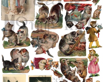 Vintage Cat Stuff Nummer 2 Digital Collage Sheet runterladen