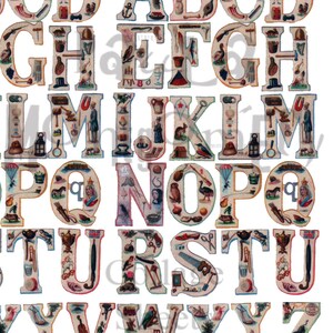 Small Illustrated Alphabet Digital Download Collage Sheet image 5