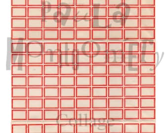 Tiny Red Vintage Labels Digital Download Collage Sheet