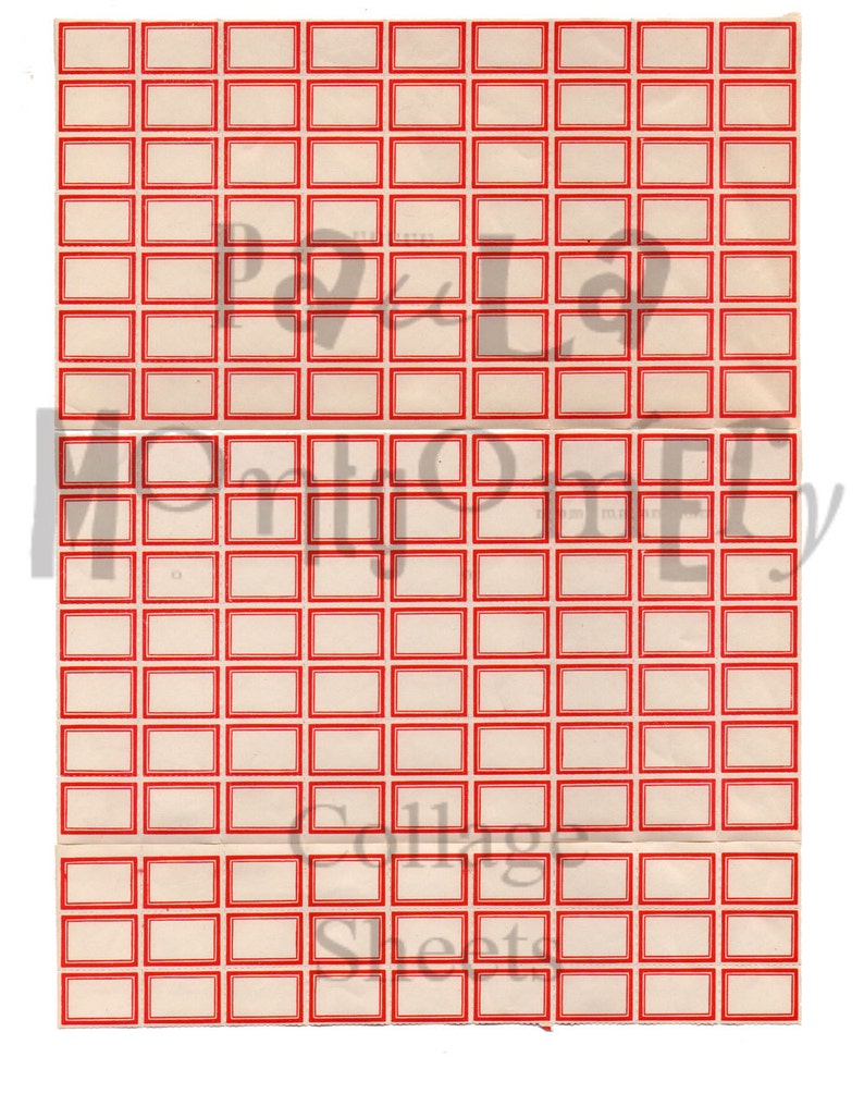 Tiny Red Vintage Labels Digital Download Collage Sheet image 1