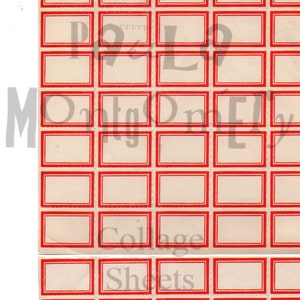 Tiny Red Vintage Labels Digital Download Collage Sheet image 2