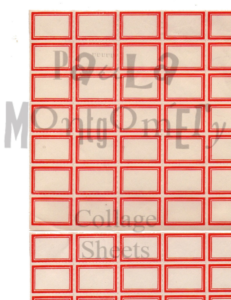 Tiny Red Vintage Labels Digital Download Collage Sheet image 2