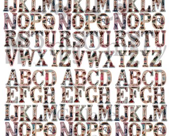 Small Illustrated Alphabet Digital Download Collage Sheet