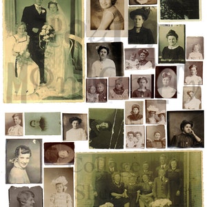Vintage Photographs of Women and Girls Number 1 Digital Download Collage Sheet