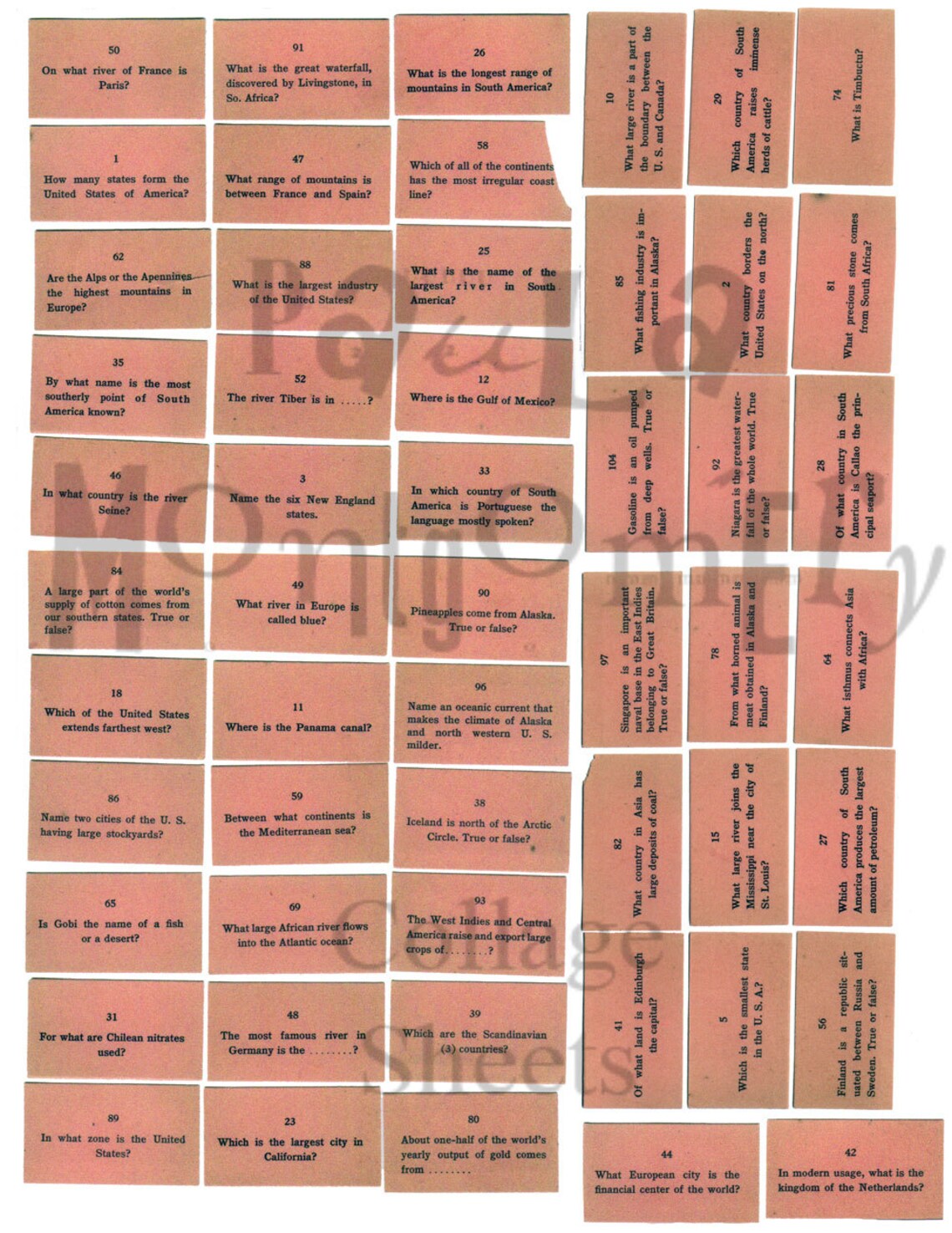 Geography Questions Game Cards Digital Download Collage Sheet Etsy