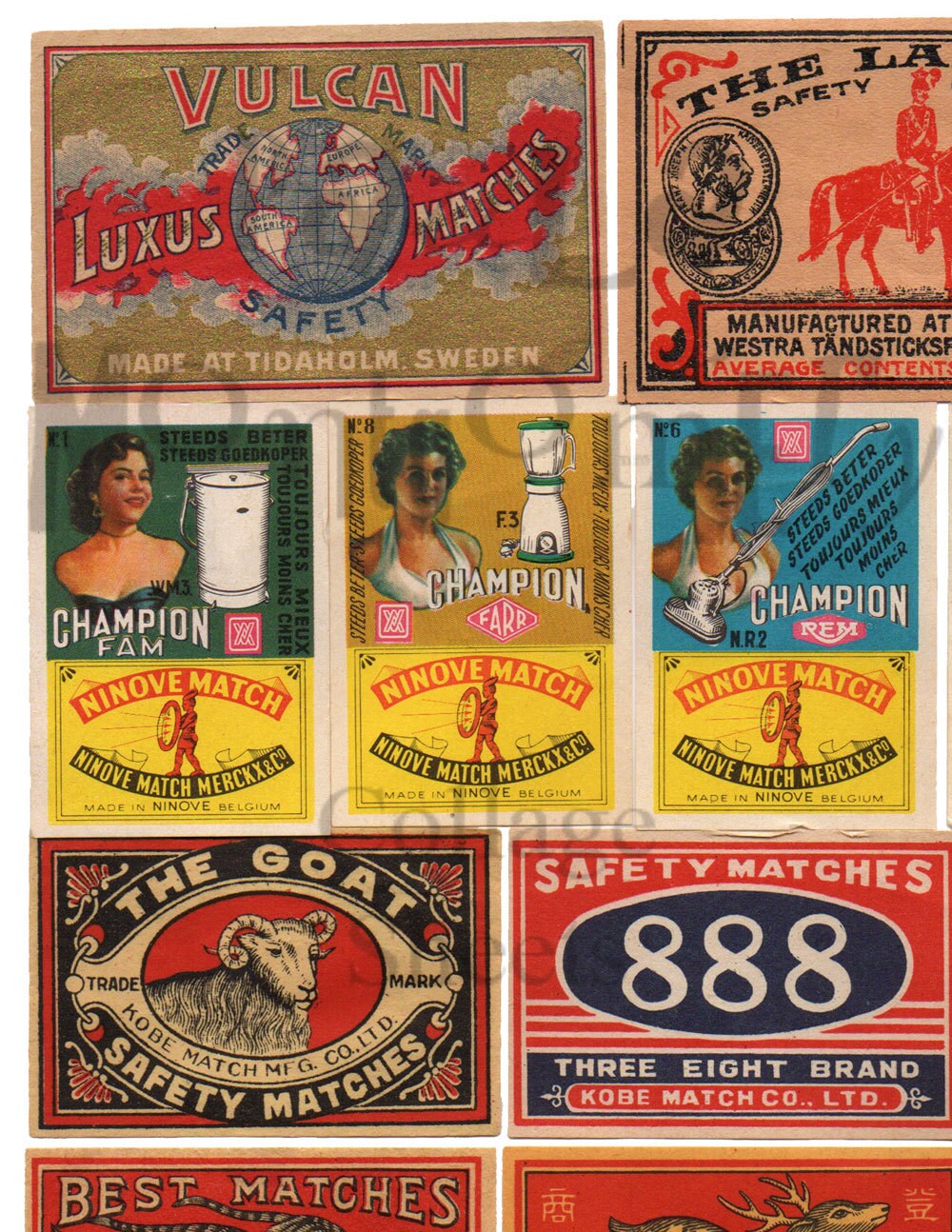 Vintage Matchbox Labels Number 2 Digital Download Collage