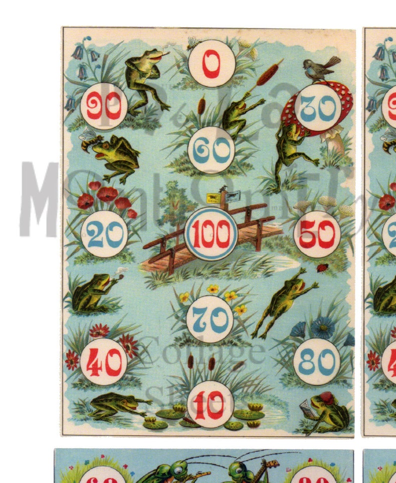 Frogs and Grasshoppers French Games Digital Download Collage Sheet
