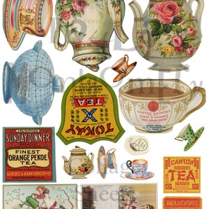 Coffee and Tea Stuff Number 1 Digital Download Collage Sheet