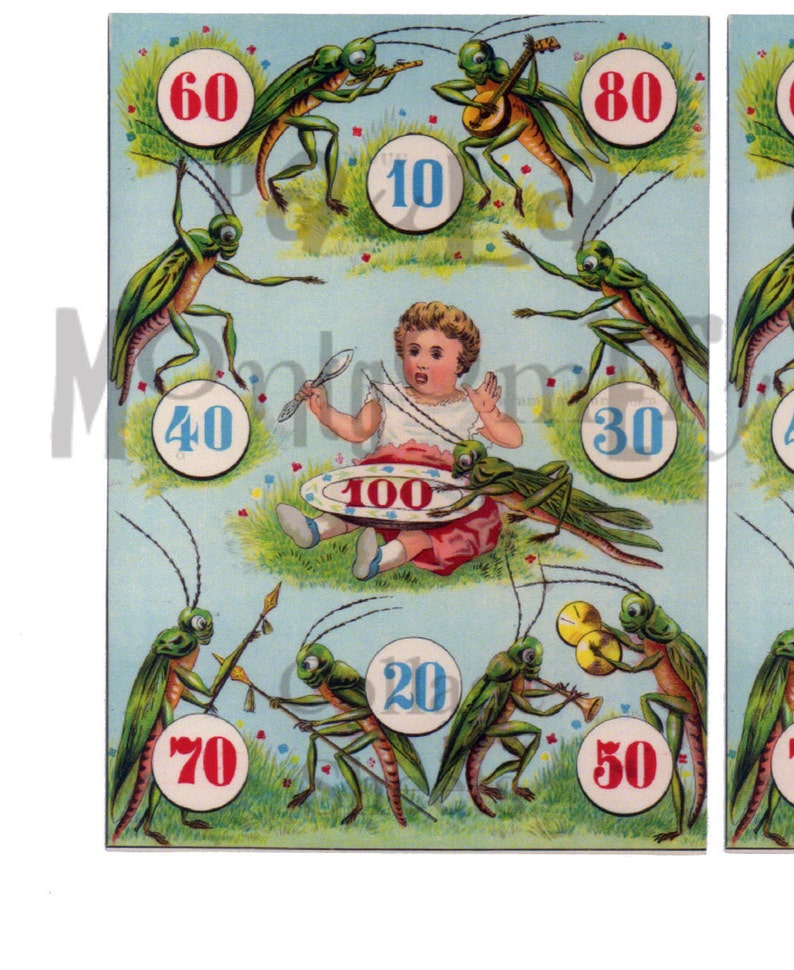 Frogs and Grasshoppers French Games Digital Download Collage Sheet