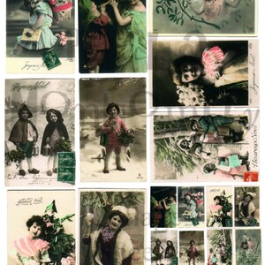 Französische Weihnachts-Postkarten-Nummer 1 digitaler Download Collage Sheet