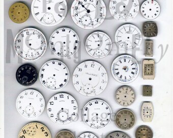 Vintage Watch Faces Digital Download Collage Sheet