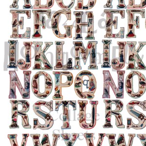 Small Illustrated Alphabet Digital Download Collage Sheet image 4