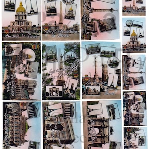 Vintage tarjetas postales de recuerdo de París número 3 Descargar Collage hoja