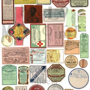 Vintage Medical Labels Number 1 Digital Download Collage Sheet - Etsy