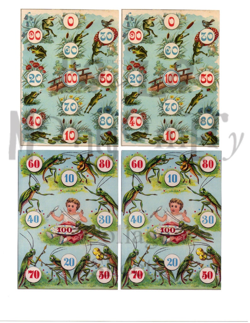 Frogs and Grasshoppers French Games Digital Download Collage Sheet