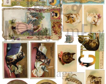 Vintage Cat Stuff Nummer 3 Digital Collage Sheet runterladen