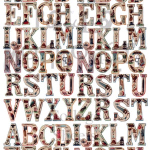 Illustriertes Alphabet digitaler Download Collage Sheet